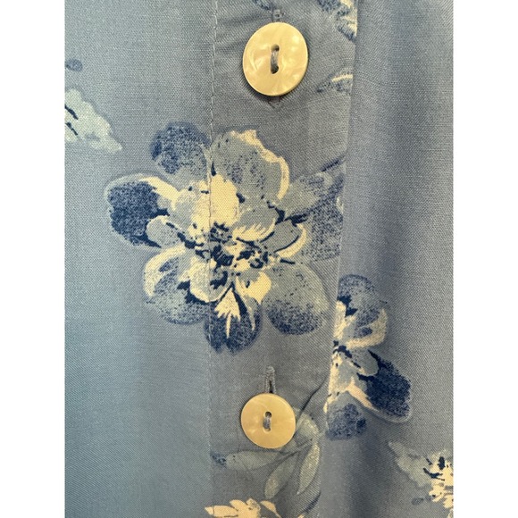 Blue Floral Rayon Maxi Dress Sleeveless Smocked Back Button Front Cottagecore - Picture 7 of 7